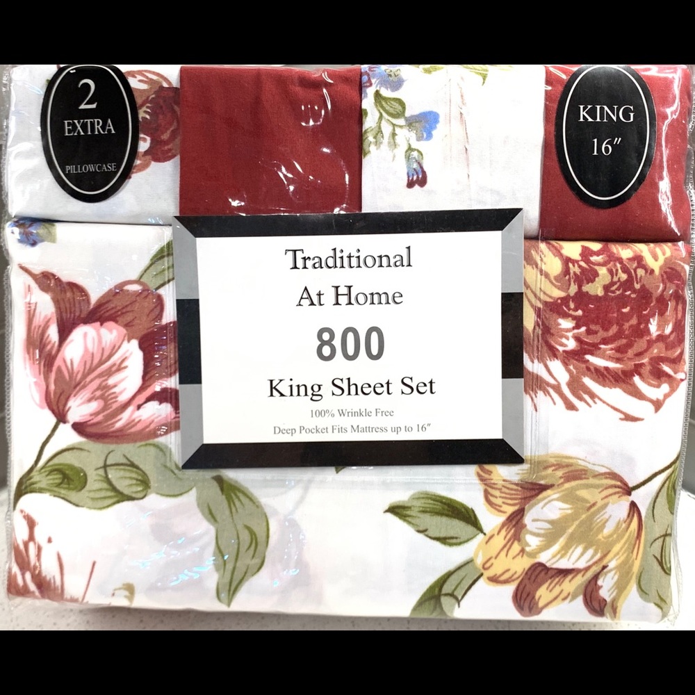 6 Pcs Queen Sheet Set, Luxury Cotton Percale